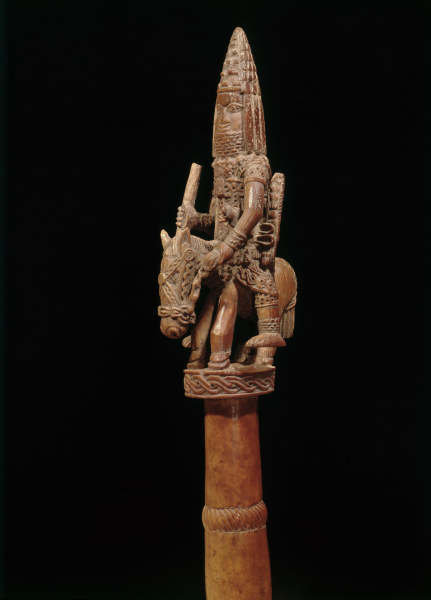 Stab mit Reiterfigur, Benin, Nigeria von 