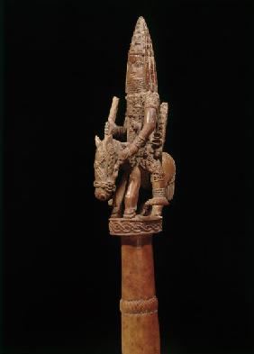 Stab mit Reiterfigur, Benin, Nigeria
