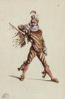 Spavento, Character from the Commedia dell'Arte, by Sand, 19th century (coloured engraving) (see als 1783