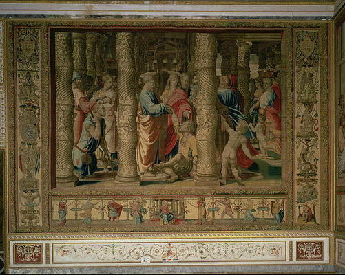 St. Peter and St. John heal a cripple at the gate of the temple, from the Brussels Tapestries, repli von 