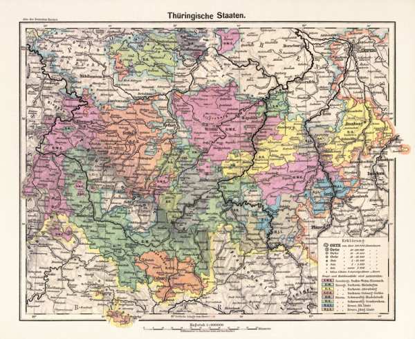 Thüringen, Landkarte 1902 von 