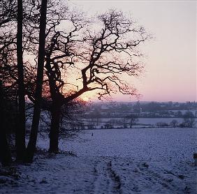 Winter scene in the snow, Hockley, Essex