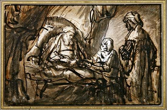 The Benediction of Isaac (pen & ink and wash) von 