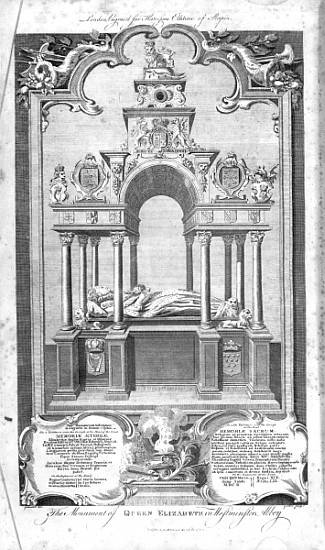 The Monument of Queen Elizabeth in Westminster Abbey, illustration from Rapin''s ''History of Englan von 