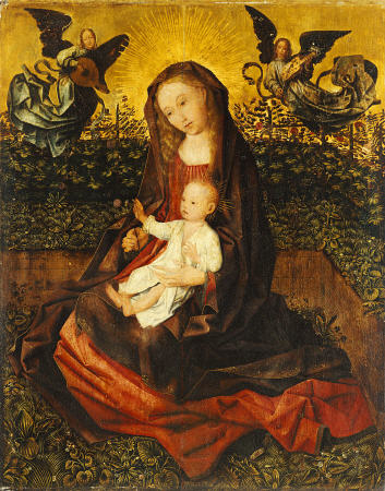 The Virgin And Child With Two Music-Making Angels In A Rose Garden von 