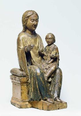 Thronende Madonna mit Kind, rechte Halbprofilansicht Um 1170