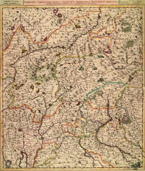 Tirol, Landkarte um 1650 von 
