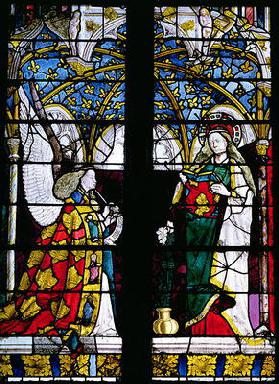 The Annunciation, from the Chapel of Jacques Coeur, 15th century (stained glass) C19th