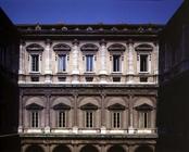 The facade of the inner courtyard, detail of the second storey designed by Antonio da Sangallo the Y