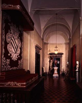 The 'Ingresso di Onore' (Entrance of Honour) with a baldacchino decorated with the family coat of ar von 
