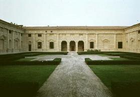 The northern facade of the Cortile d'Onore including the Loggia delle Muse, designed by Giulio Roman C18th