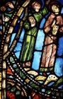 Two Disciples Watching the Ascension of St. Benedict (stained glass) 15th