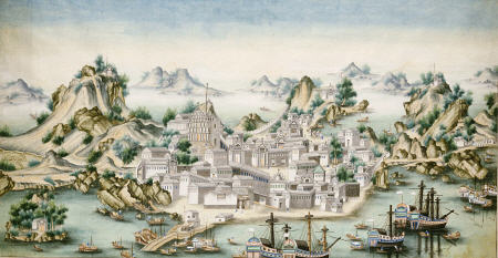 View Of Macao, Looking East With European Figures And Shipping In The Foreground von 