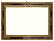 Venetian 17th century carved and gilded frame with a painted black centre and ornate gilt floral pai