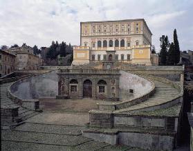 View of the facade, forecourt and stairway, designed by Jacopo Vignola (1507-73) and his successors 17th