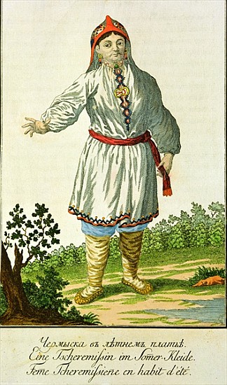 Woman peasant''s summer costume, Cheremes Tribe, Russian, 18th century von 