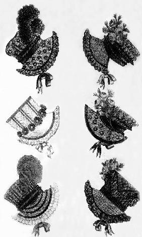 Woman's fashion, France : different sorts of hats, engraving in 1815