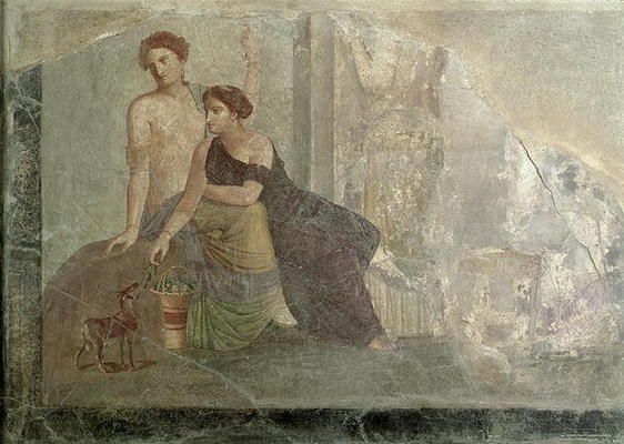 Women playing with a goat, Pompeii (mural painting) von 