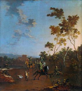 Morgendlicher Ausritt zur Jagd. um 1760