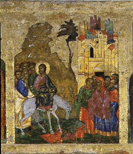 The Entry into Jerusalem, Russian icon from the iconostasis in the Cathedral of St. Sophia von Novgorod School