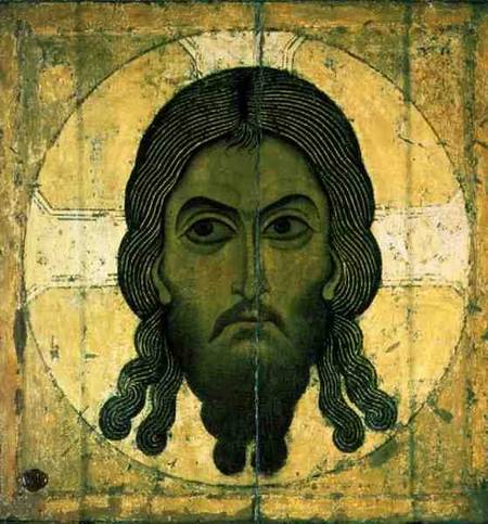 The Holy Face (tempera & gold on panel) von Novgorod School