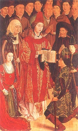 Alfons V., König von Portugal, vor dem hl. Vinzens (Ausschnitt) von Nuno Goncalves