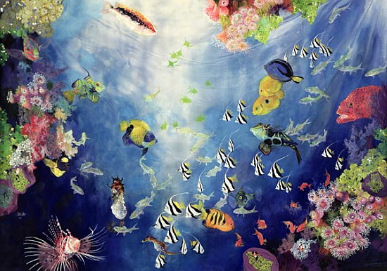 Underwater World II, 1998 (acrylic and pencil crayon on canvas)  von Odile  Kidd