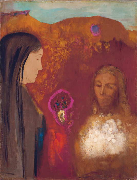 Christus und die Samariterin (Der weiße Blumenstrauß) von Odilon Redon