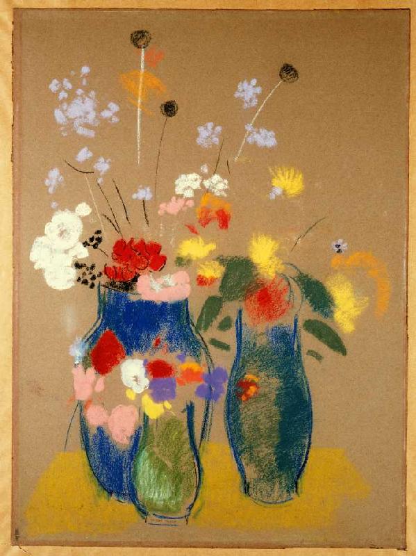 Drei Vasen mit Blumen von Odilon Redon