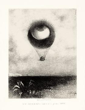 Wie ein bizarrer Ballon wendet sich das Auge an die Unendlichkeit. Serie: Für Edgar Poe 1882