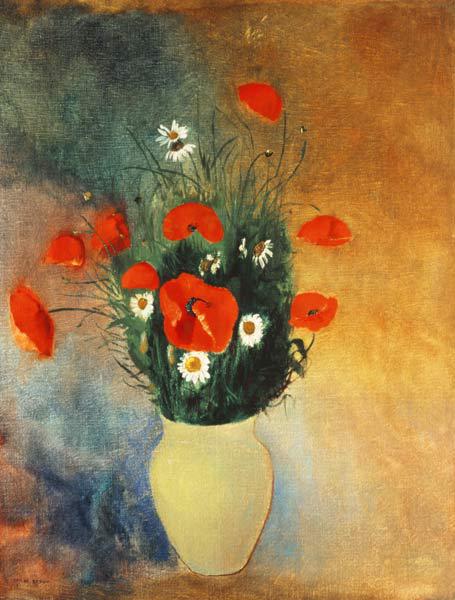 Vase mit Mohnblumen und Margueriten