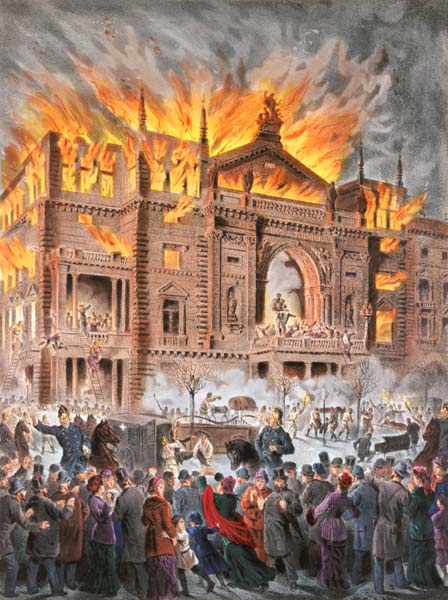 Der Brand des Wiener Ringtheaters am am 8. Dezember von Österreichischer Maler