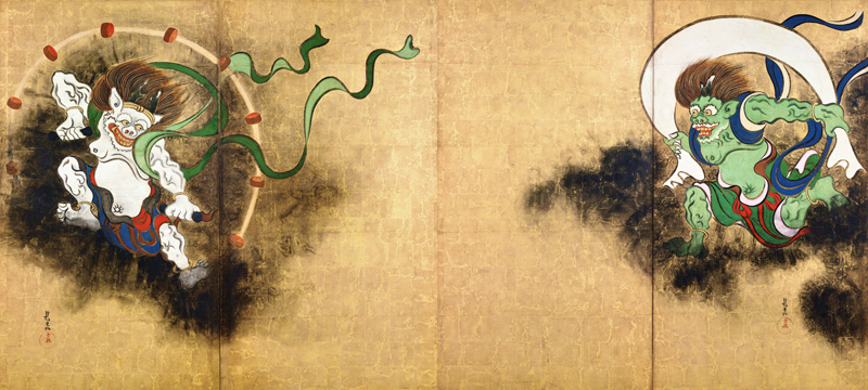 Japan: The Thunder God Raijin (left) and the Wind God Fujin (right) von Ogata Korin