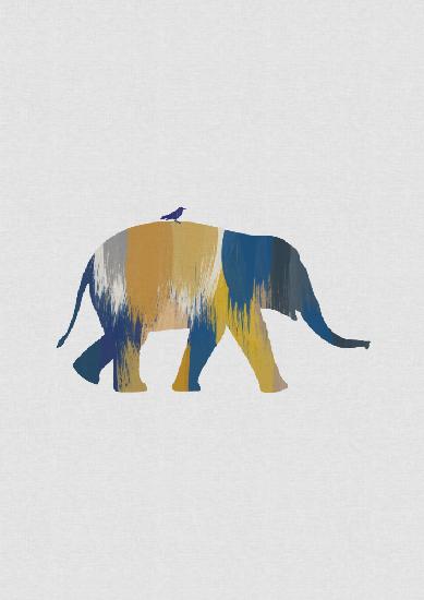 Blauer und gelber Elefant