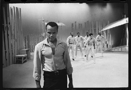 Harry Belafonte on set of TV special 1959