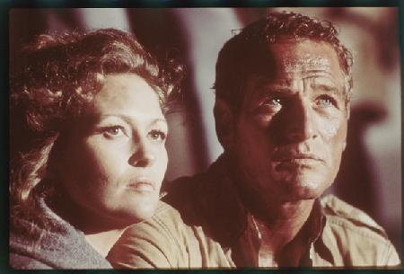 Paul Newman and Faye Dunaway on set of Towering Inferno 1974