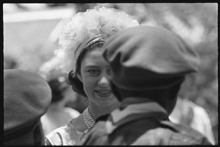 Princess Margaret greeting troops at the celebration of Jamaican independence 1962