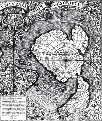 The South Pole, detail from the 'Mappamonde a Projection Cordiforme', 1531 (engraving) (b/w photo) von Oronce Fine