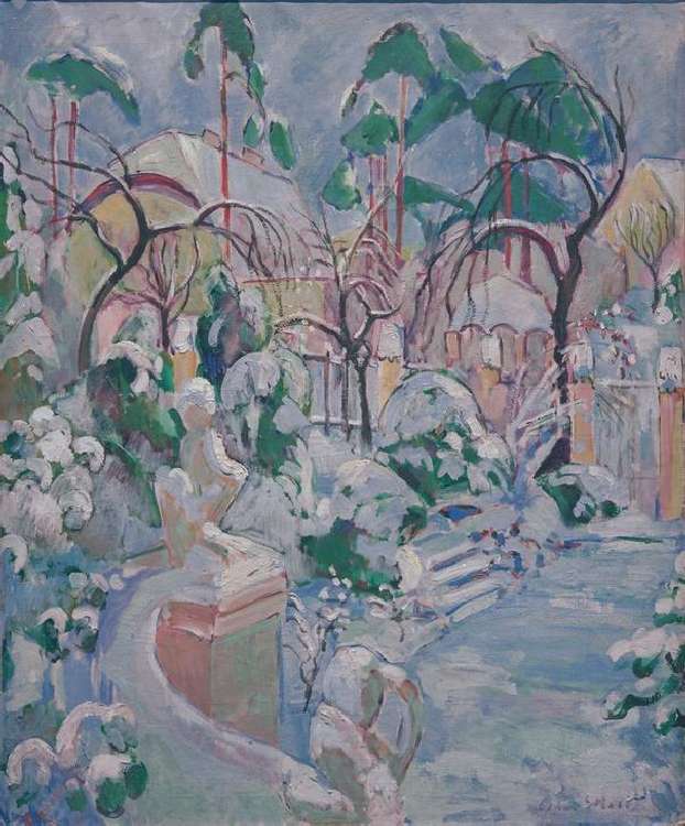 Garten im Schnee von Oskar Moll