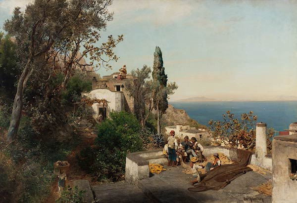 Italienische Küstenlandschaft bei Neapel von Oswald Achenbach