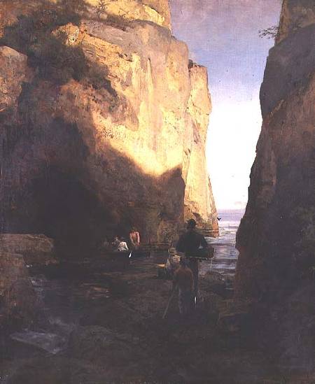 Entering the Grotto von Oswald Achenbach
