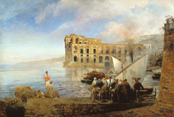 Bucht bei Neapel mit dem Palast der Königin Johanna. 1878