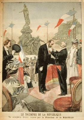Jules Dalou (1838-1902) being awarded with the medal of the Legion of Honour by Emile Loubet (1838-1 4th Decemb