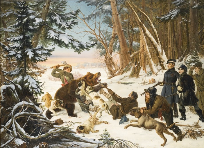 Der Zarewitsch Alexander Nikolajewitsch auf der Bärenjagd bei Moskau von Otto Grashof