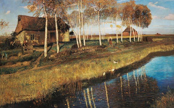 Herbstmorgen am Moorkanal von Otto Modersohn