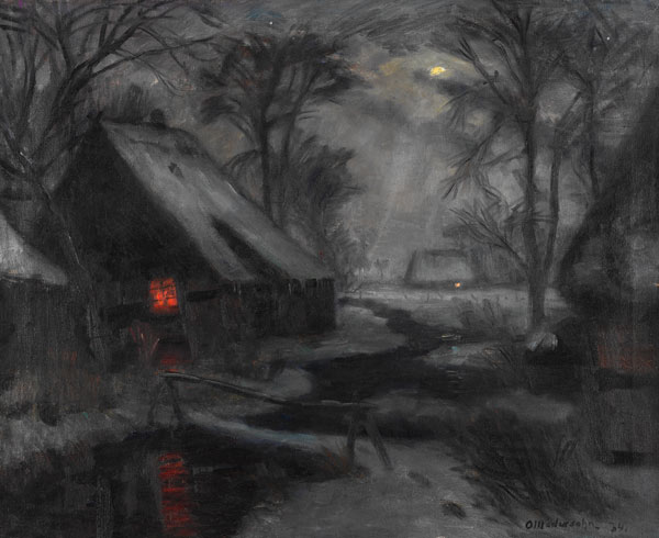 Winterabend in Fischerhude von Otto Modersohn