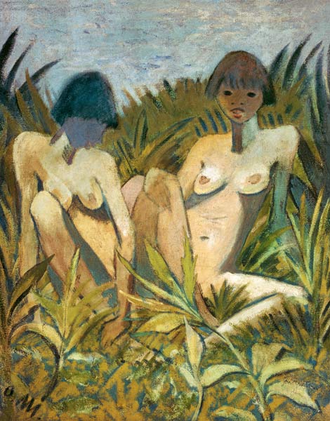 Zwei Mädchen im Schilf von Otto Mueller