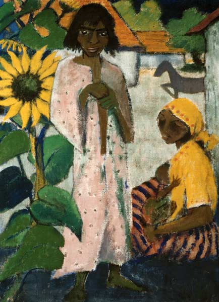 Zigeuner mit Sonnenblumen von Otto Mueller