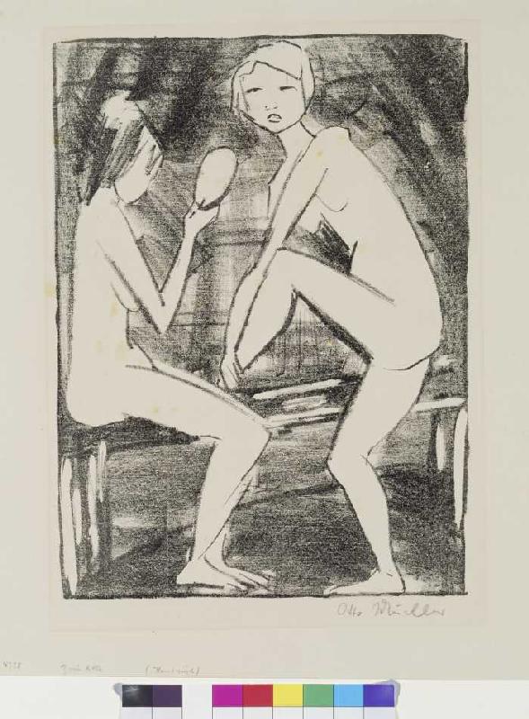 Zwei Akte mit Handspiegel. von Otto Mueller
