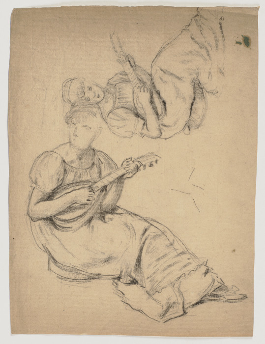 Mandoline spielende Frau von Otto Scholderer